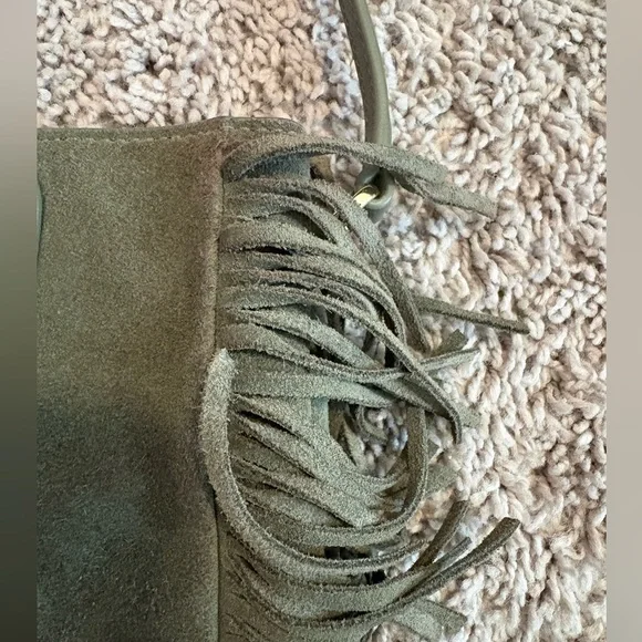 Maje M Bag - Fringe Olive Green Suede - Picture 5 of 8